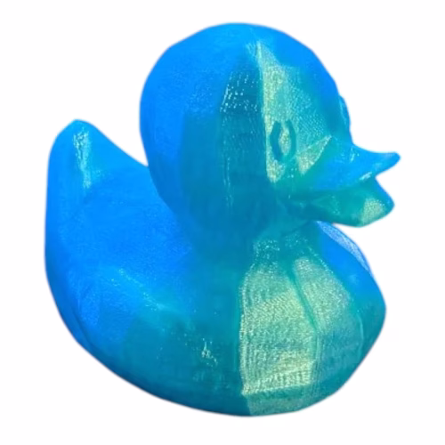 Crystal Duck Figurine – Iridescent Blue Display Duck Collectible Decor for Desk or Shelf – 3D Printed in Canada