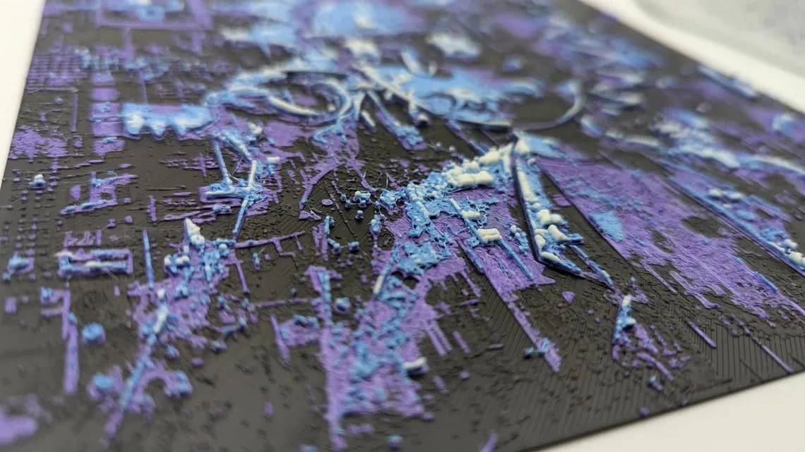 D-CENTRAL.TECH Rick and Bitcoin 3D Painting | Wubba Lubba Dub Dub Crypto Art for Bitcoin Enthusiasts | Framed & Wall Mountable | Unique Home & Office Decor, Purple/Cyan/White - Image 3