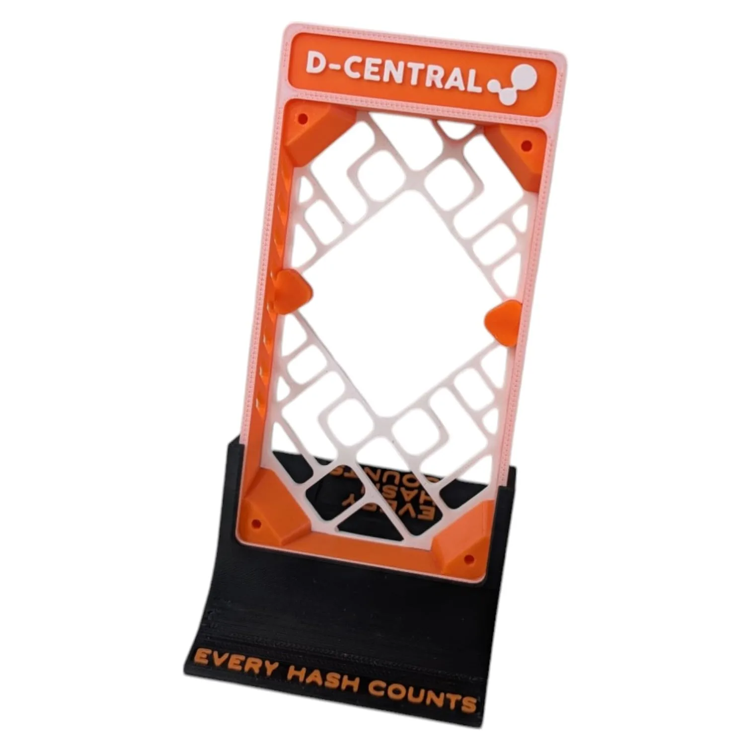 D-Central.TECH The Modern Bitaxe Stand – Enclosure for Bitaxe Bitcoin ASIC Miner | Supports 2nd Backside for Enhanced Cooling | Multi-Orientation Foot | Horizontal & Vertical Setup | Easy Assembly front view