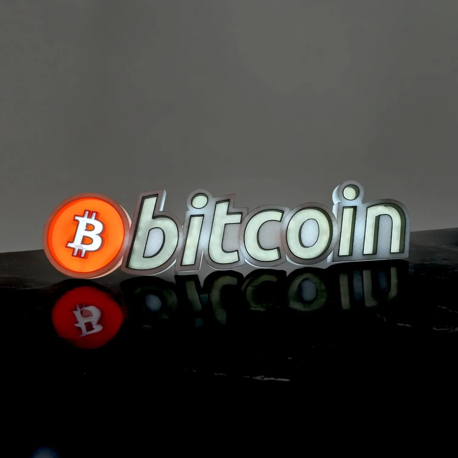Bitcoin LED Sign – 3D-Printed Illuminated Bitcoin Logo | Powered by 5M LED Strip