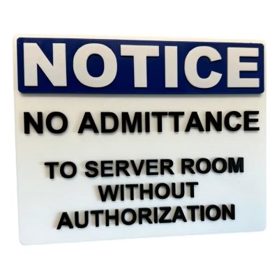 NOTICE No Admittance to Server Room Without Authorization Sign – Bold Industrial Wall Plaque for Offices, IT Spaces & Secure Areas