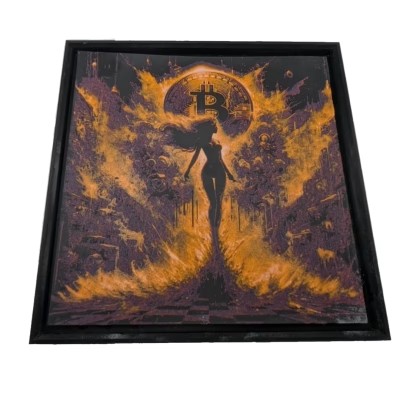 Generic D-CENTRAL.TECH The Bitcoin Matriarch 3D Painting - Bitcoin Art - Unique Crypto Decor for Bitcoin Enthusiasts - Perfect Bitcoin Gift for Home and Office, Red/Orange/White