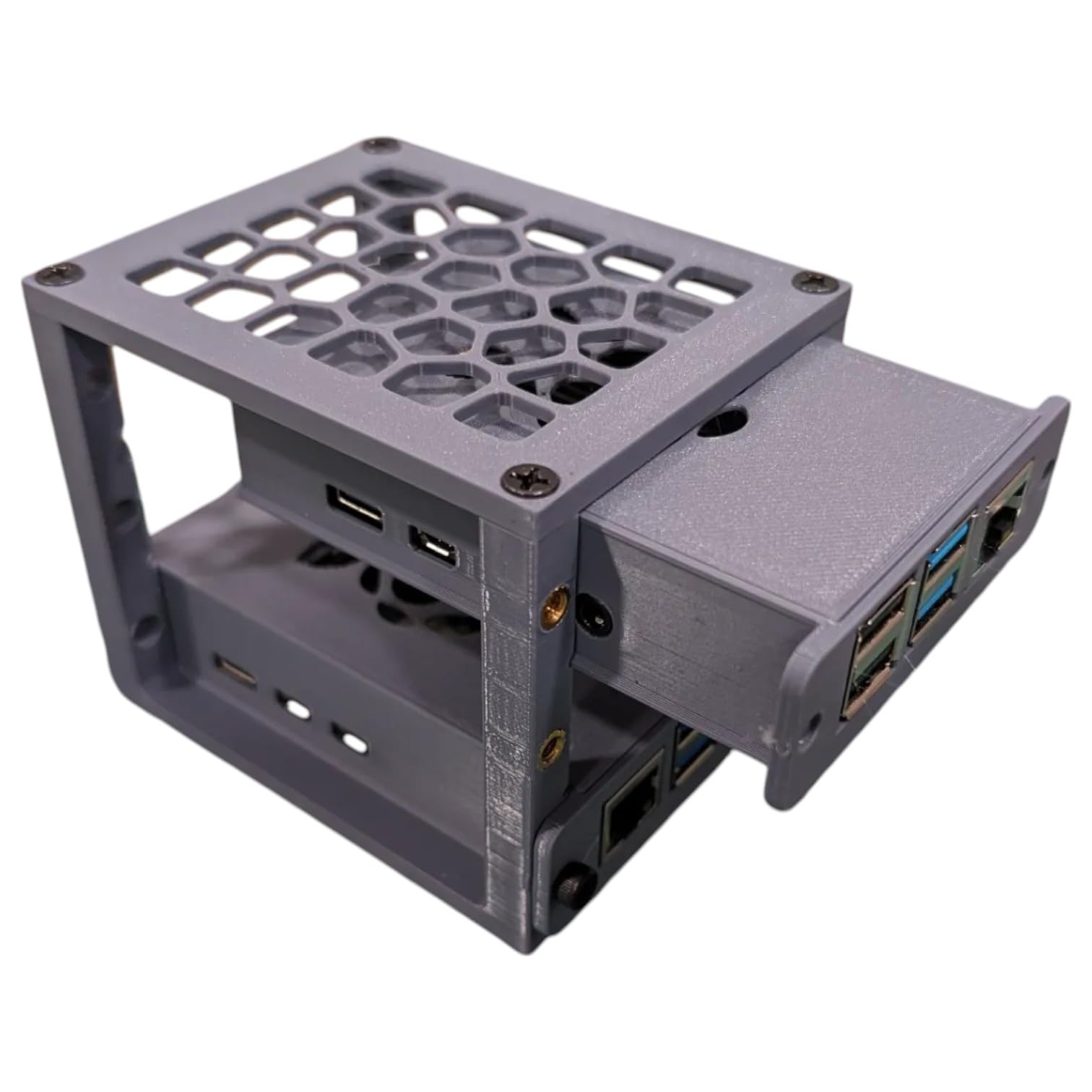 Raspberry Pi 4 & 5 Mini Server Rack Case – Compact Dual-Bay Stackable Housing with Cooling Support, Durable Ventilated Design for Pi Clusters – 3D Printed in Canada