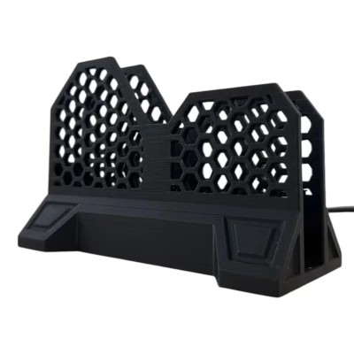 Hex-Grid External Hard Drive Stand – Compact Desktop Mount for Portable Drives, Universal Fit for Seagate & WD – 3D Printed in Canada