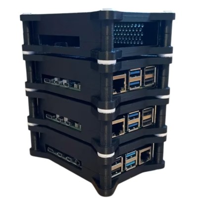 Modular Raspberry Pi Cluster Case for 3-4 Boards – Stackable Multi-Pi Enclosure with Cooling Vents & Easy Access Ports – Durable Black ABS-Like Finish – 3D Printed in Canada