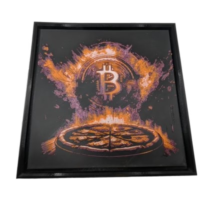 Generic D-CENTRAL.TECH The Bitcoin Pizza 3D Painting - Bitcoin Art - Unique Crypto Decor for Enthusiasts - Perfect Bitcoin Gift for Home and Office, Red/Orange/White