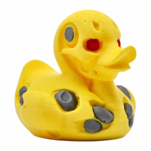 Cyborg Duck Figurine – Robotic Rubber Duck Hybrid with Glowing Red Eyes & Mech Details – Sci-Fi Display Piece or Geeky Gift – 3D Printed in Canada - Image 2