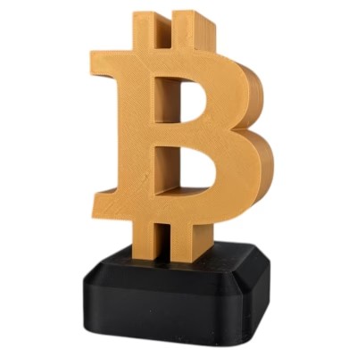 Bitcoin Desk Logo | 3D Freestanding Bitcoin Symbol | Crypto Office & Home Decor | Stylish Gold & Black Bitcoin Statue