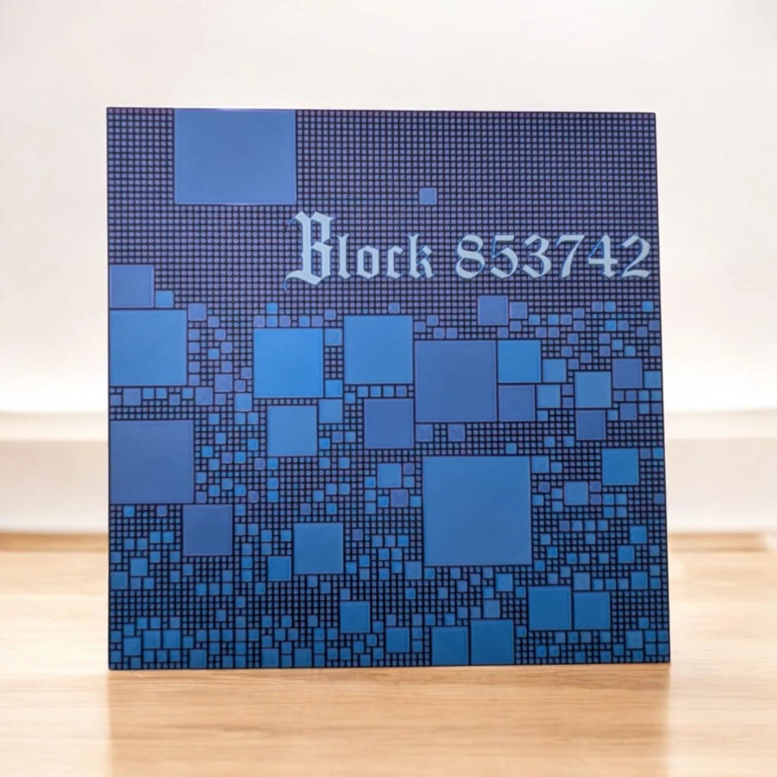 D-CENTRAL.TECH Bitaxe Block 853742 3D Painting | Iconic Bitcoin Mining Art for Crypto Enthusiasts | Framed & Wall Mountable | Unique Home & Office Decor, Blue/Black front view