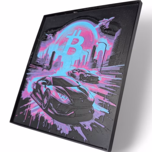 Crypto Lambo 3D Painting | Bitcoin Supercar Decor | Ready-to-Hang Elegance | Versatile Home & Office Art | Innovation in Bitcoin Culture - Image 4
