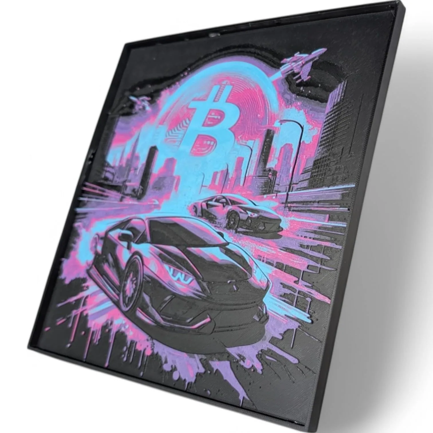 Crypto Lambo 3D Painting | Bitcoin Supercar Decor | Ready-to-Hang Elegance | Versatile Home & Office Art | Innovation in Bitcoin Culture - Image 4