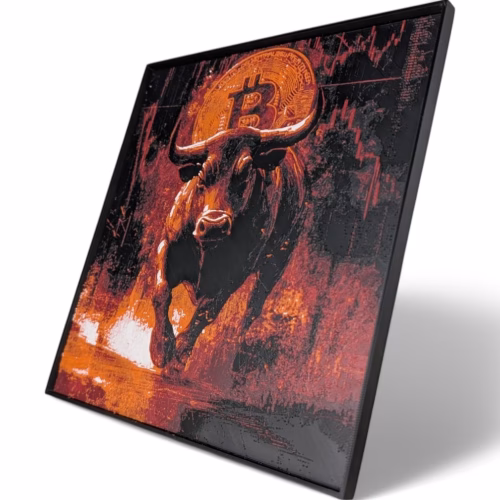 Bitcoin Charging Bull 3D Painting | Unique Cryptocurrency Collector’s Piece | Premium PLA Filament | Framed & Wall Mountable | Unique Home & Office Decor - Image 4