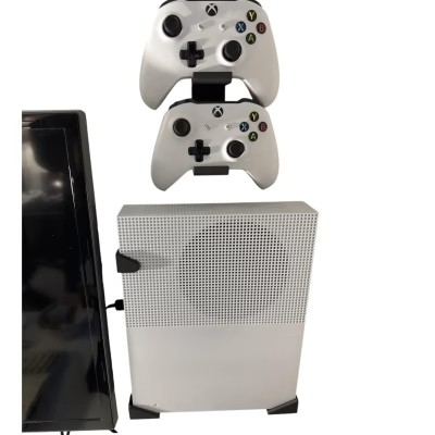 Wall Mount with Dual Controller Holders for Xbox One S – Secure Console Brackets and Gamepad Rack