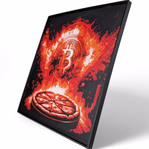 Bitcoin Pizza Painting | Fun Bitcoin Art for Crypto Enthusiasts | Premium PLA Filament | Framed & Wall Mountable | Unique Home & Office Decor - Image 2