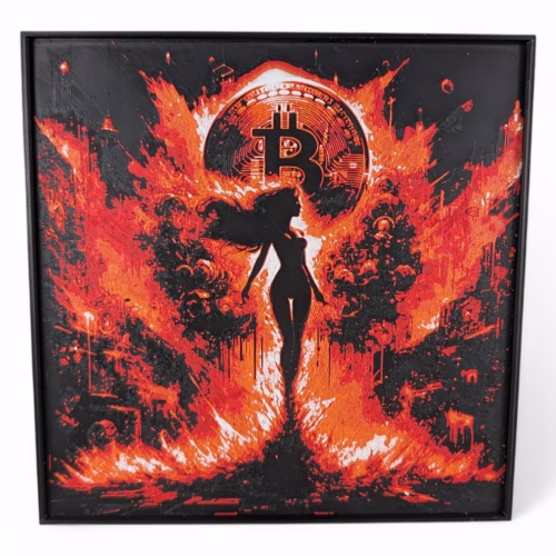 The Bitcoin Matriarch 3D Painting | Captivating Crypto Decor | Ready-to-Hang Elegance | Versatile Home & Office Art | Innovation in Bitcoin Culture