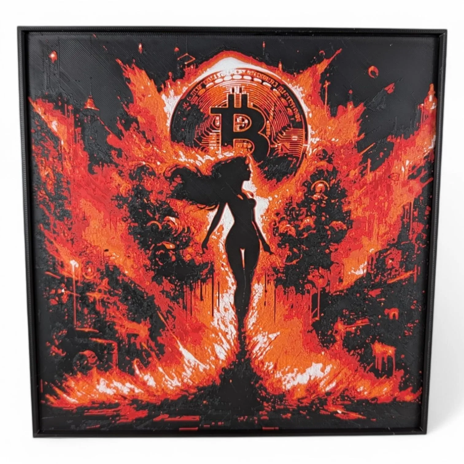 The Bitcoin Matriarch 3D Painting | Captivating Crypto Decor | Ready-to-Hang Elegance | Versatile Home & Office Art | Innovation in Bitcoin Culture front view