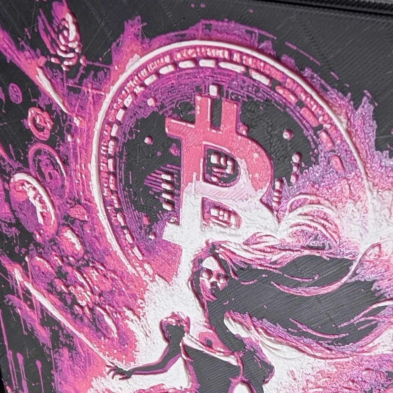Bitcoin Alice 3D Painting | Whimsical Crypto Decor | Vivid PLA Craftsmanship | Ready to Hang | Enchanting Art for Home/Office | Conversation Starter - Image 3