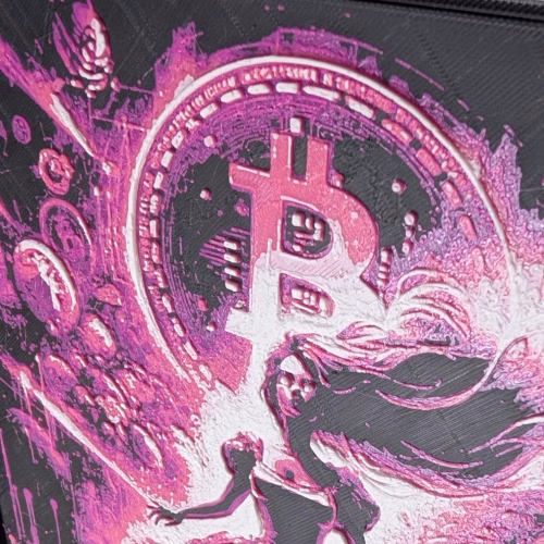 Generic D-CENTRAL.TECH The Bitcoin Alice 3D Painting - Bitcoin Art - Unique Crypto Decor for Enthusiasts - Perfect Bitcoin Gift for Home and Office, Red/Orange/White - Image 2