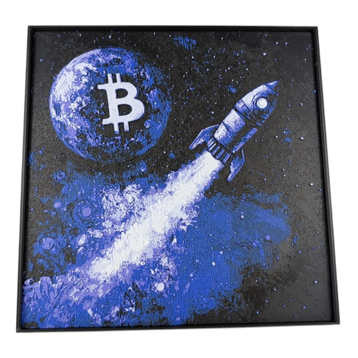 The Bitcoin Moon 3D Painting, Wall Art Decor front view