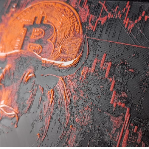 Bitcoin Charging Bull 3D Painting | Unique Cryptocurrency Collector’s Piece | Premium PLA Filament | Framed & Wall Mountable | Unique Home & Office Decor - Image 3