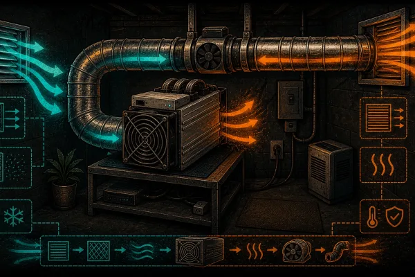 Bitcoin Mining Ventilation Guide: Airflow Design, Ducting & Heat Management for Home Miners