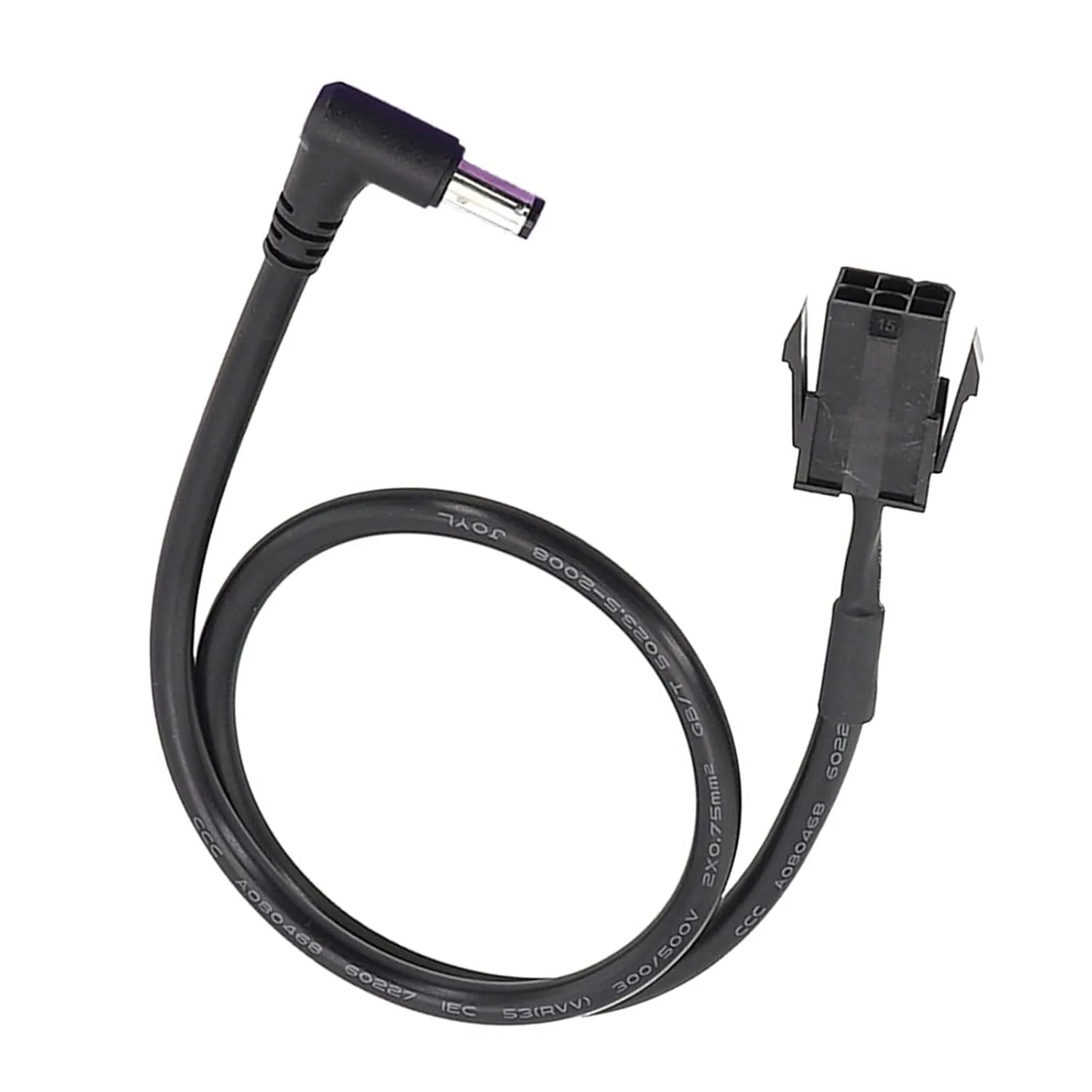 6-Pin PCIe Female to DC 12V Power Cable – Right Angle 5.5×2.1mm / 5.5×2.5mm Male. Perfect for using a Bitmain AP3 PSU to power multiple NerdQaxe+ or NerdQaxe++ devices.
