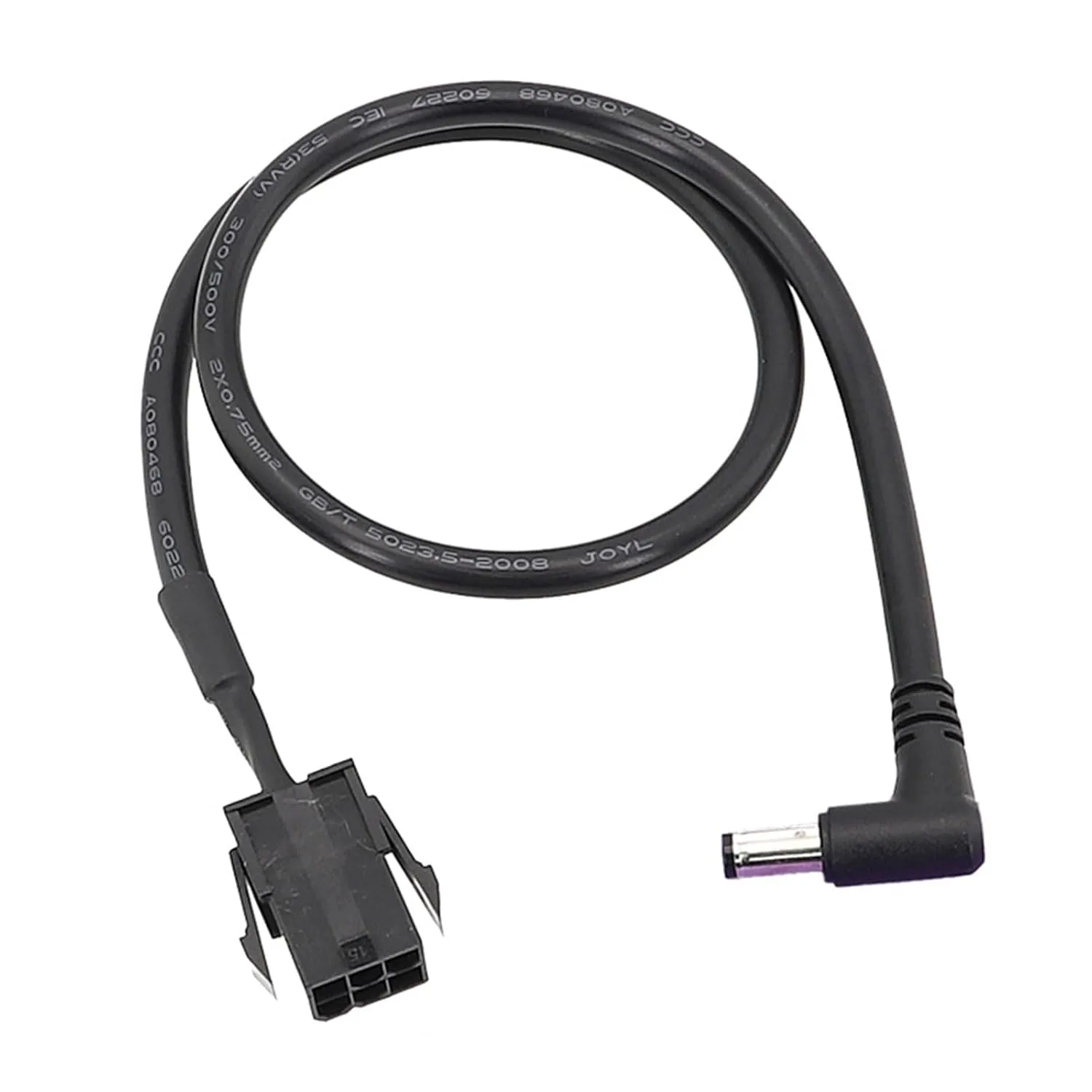 6-Pin Female PCIe to DC Power Cable 12V – Right Angle 5.5×2.1mm / 5.5×2.5mm Male - Image 2